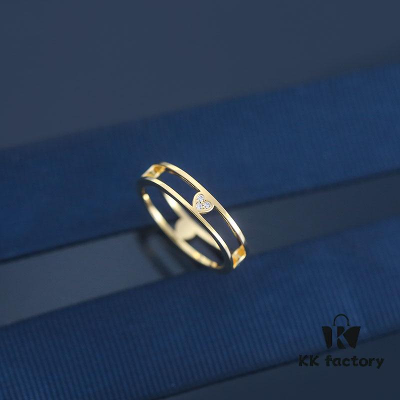 [Year of the Rabbit New Arrival] HEFANG Bi De Tu Double-Layer Heart Pure Silver Ring S925 Sterling Silver Band, Ideal Gift for Birth Year