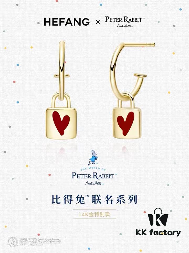 Rabbit Year New Arrival] HEFANG Bide Rabbit Confession Little Square Lock 925 Sterling Silver Earrings, Lightweight Luxury Ear Ornaments, Gift Ideas