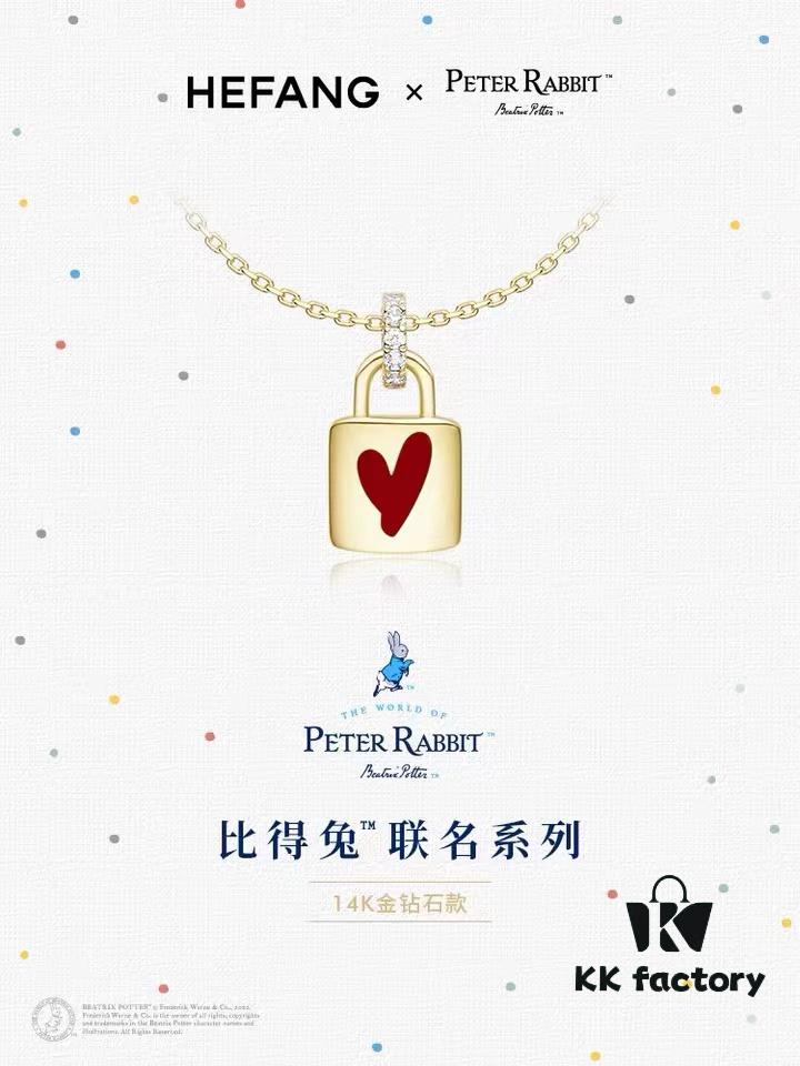 Rabbit Year New Arrival] HEFANG He Fang Bidet Rabbit Confession 925 Sterling Silver Small Square Lock Necklace, Sweater Chain