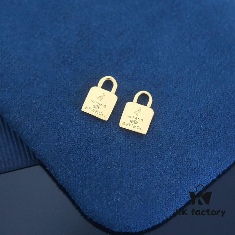 Rabbit Year New Arrival] HEFANG Bide Rabbit Confession Little Square Lock 925 Sterling Silver Earrings, Lightweight Luxury Ear Ornaments, Gift Ideas