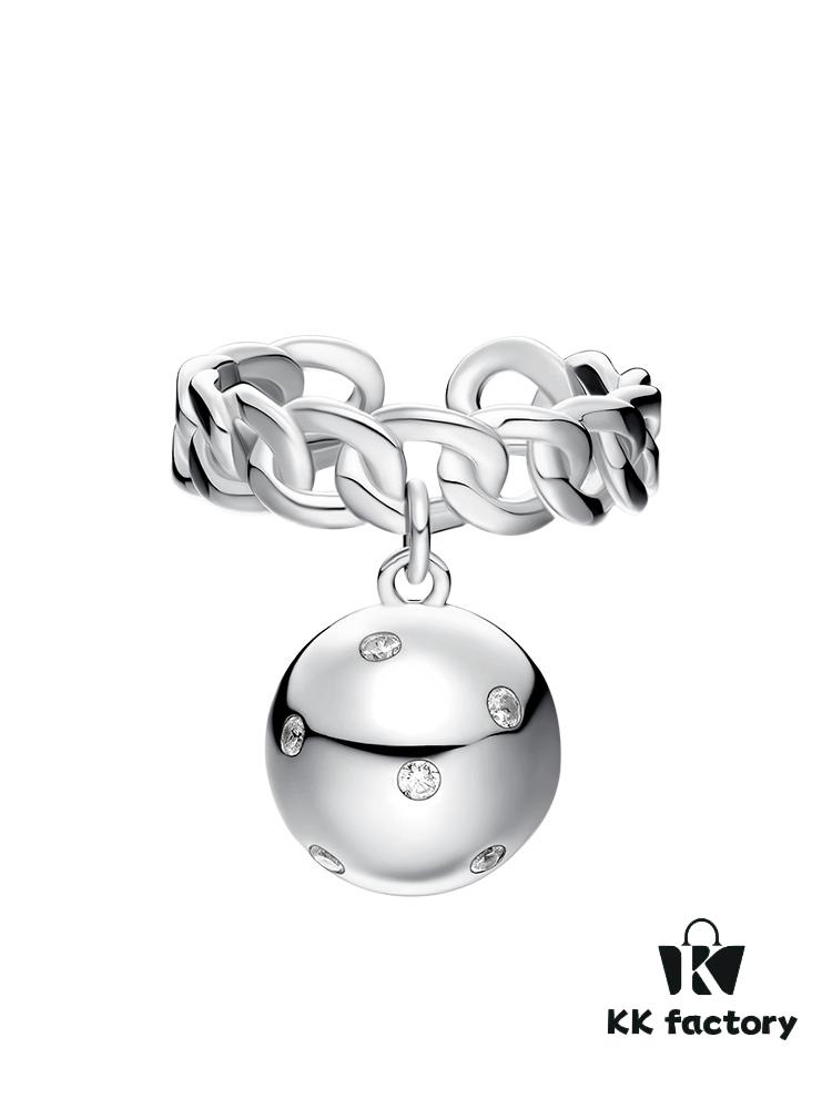 He Fang Bo Bo Chain Ring, Minimalist Style Open Ring