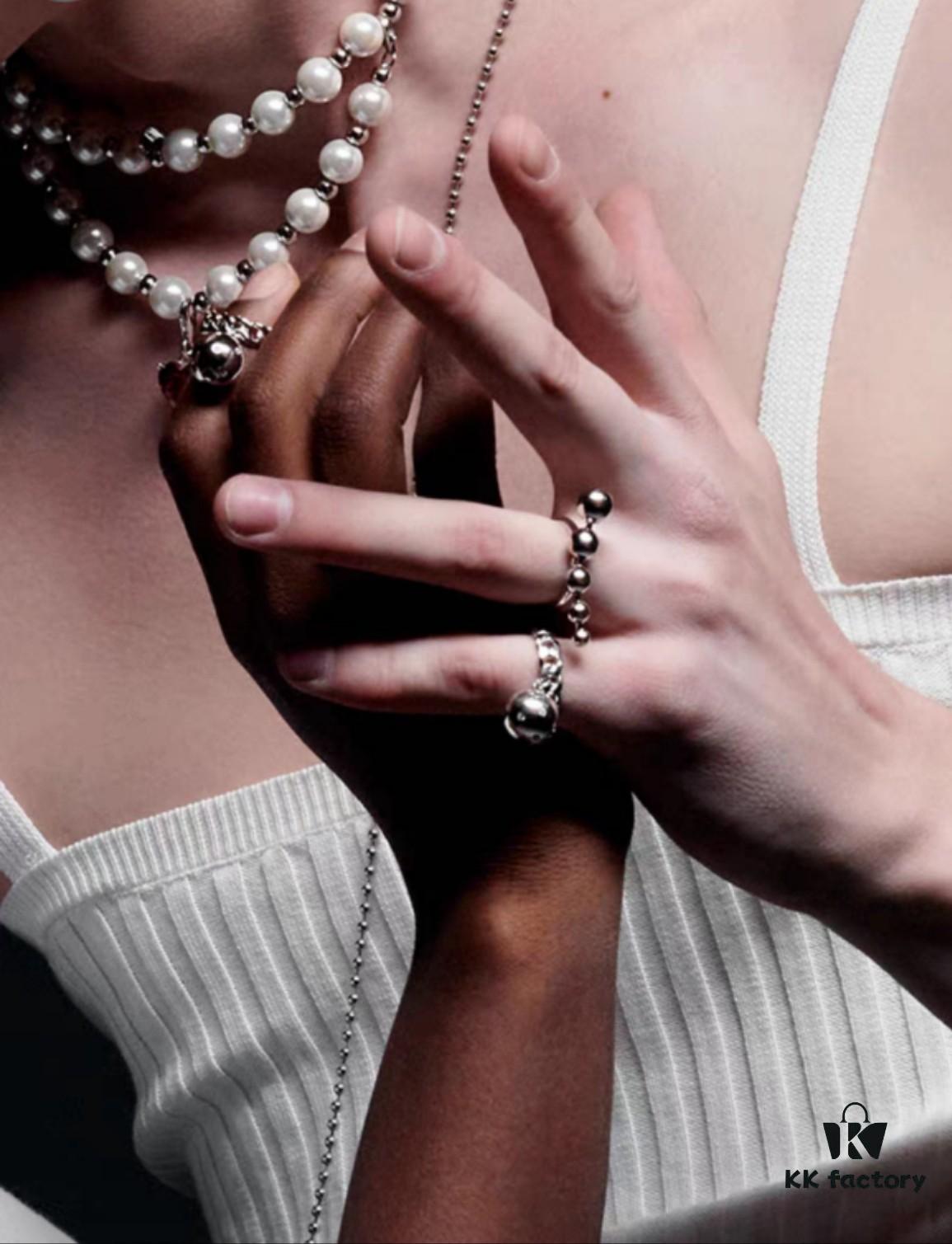 He Fang Bo Bo Chain Ring, Minimalist Style Open Ring