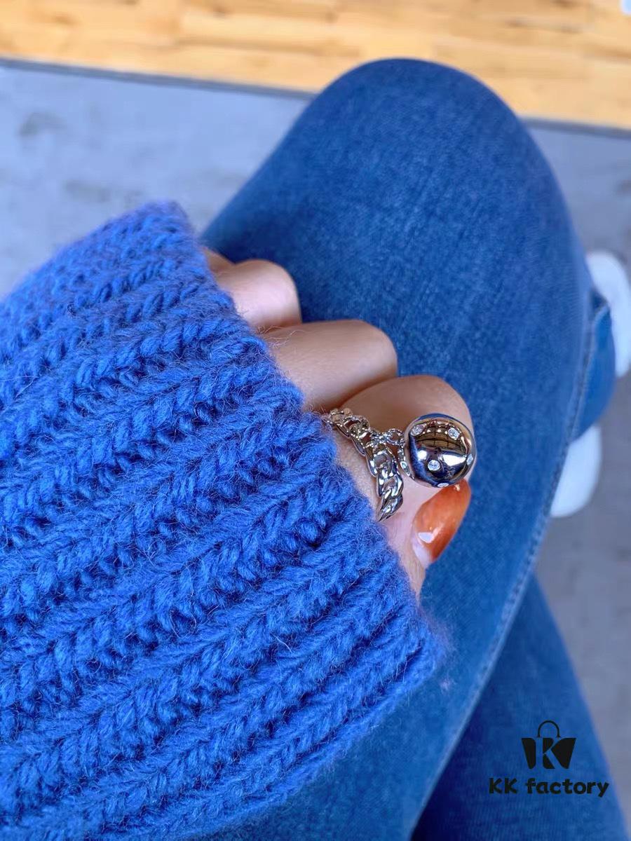 He Fang Bo Bo Chain Ring, Minimalist Style Open Ring