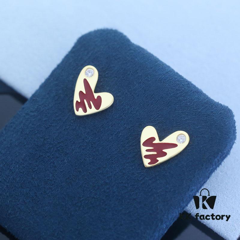 Rabbit Year New Arrival - HEFANG Bide Rabbit Oil Painting Heart Stud Earrings, S925 Sterling Silver Full Silver Ear Studs, Gift Idea