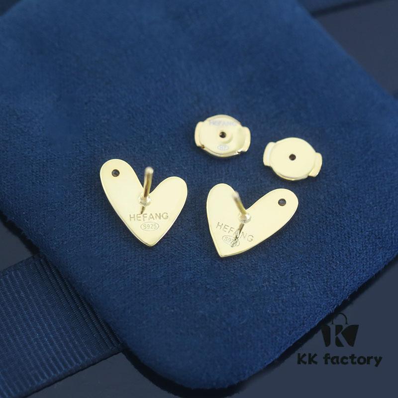 Rabbit Year New Arrival - HEFANG Bide Rabbit Oil Painting Heart Stud Earrings, S925 Sterling Silver Full Silver Ear Studs, Gift Idea