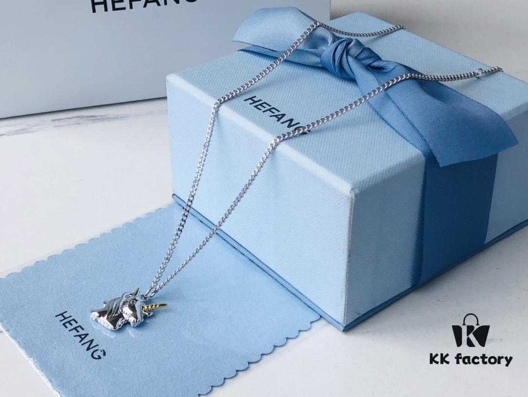 HEFANG Jewelry Unicorn Pendant Necklace