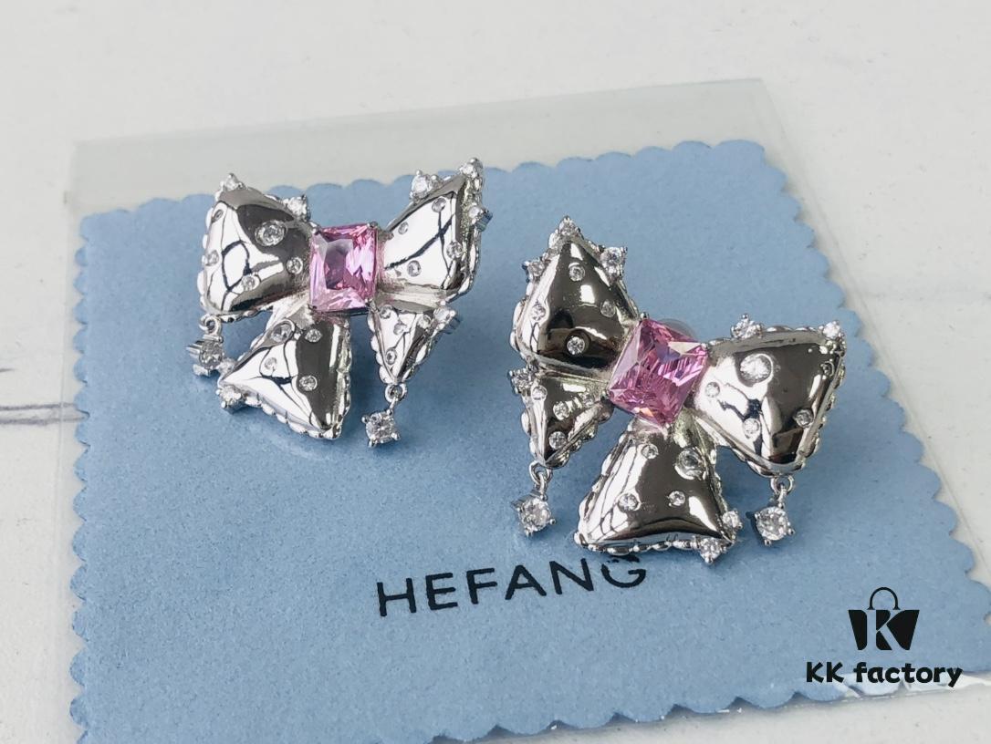 HEFANG Jewelry Bowknot Gemstone Earrings