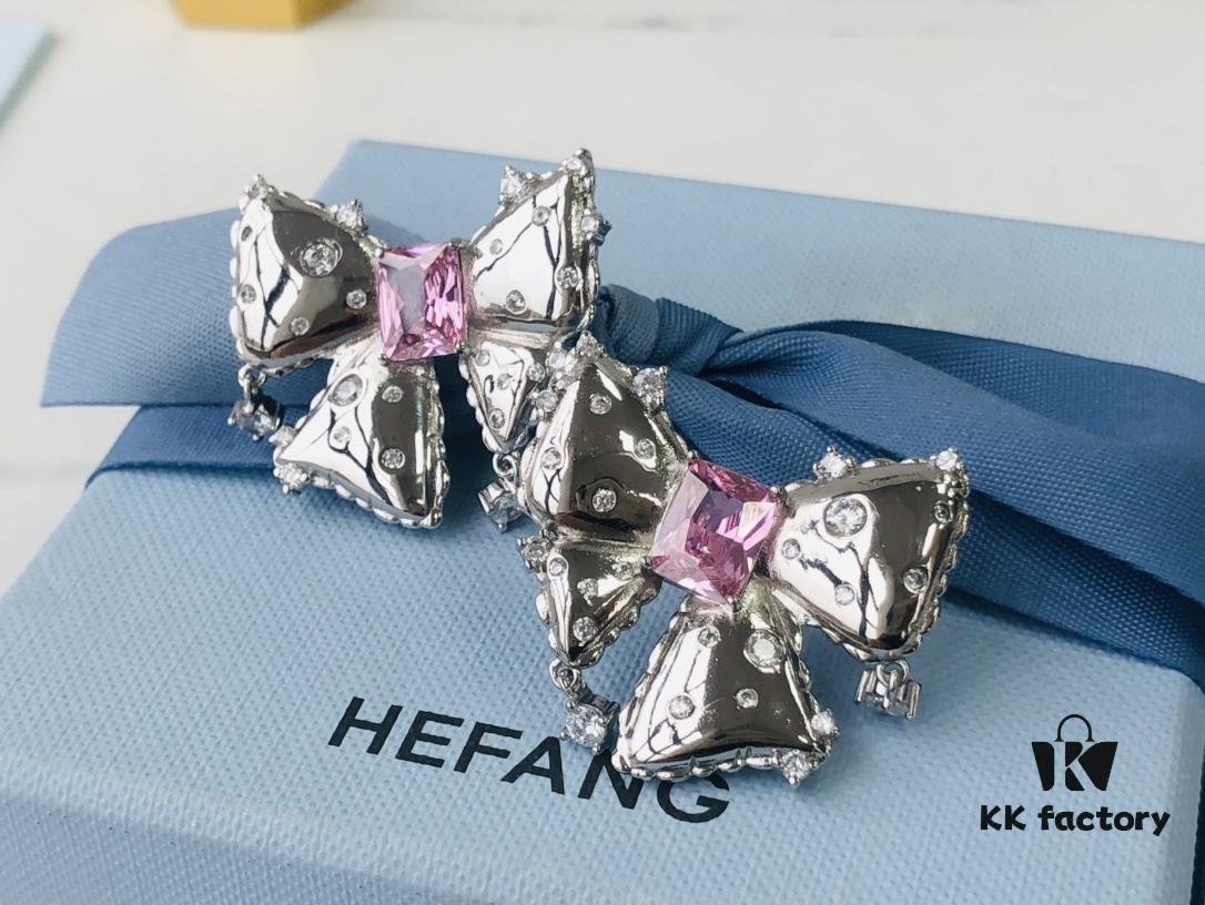 HEFANG Jewelry Bowknot Gemstone Earrings