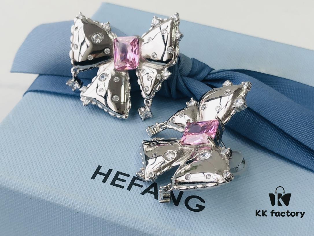 HEFANG Jewelry Bowknot Gemstone Earrings