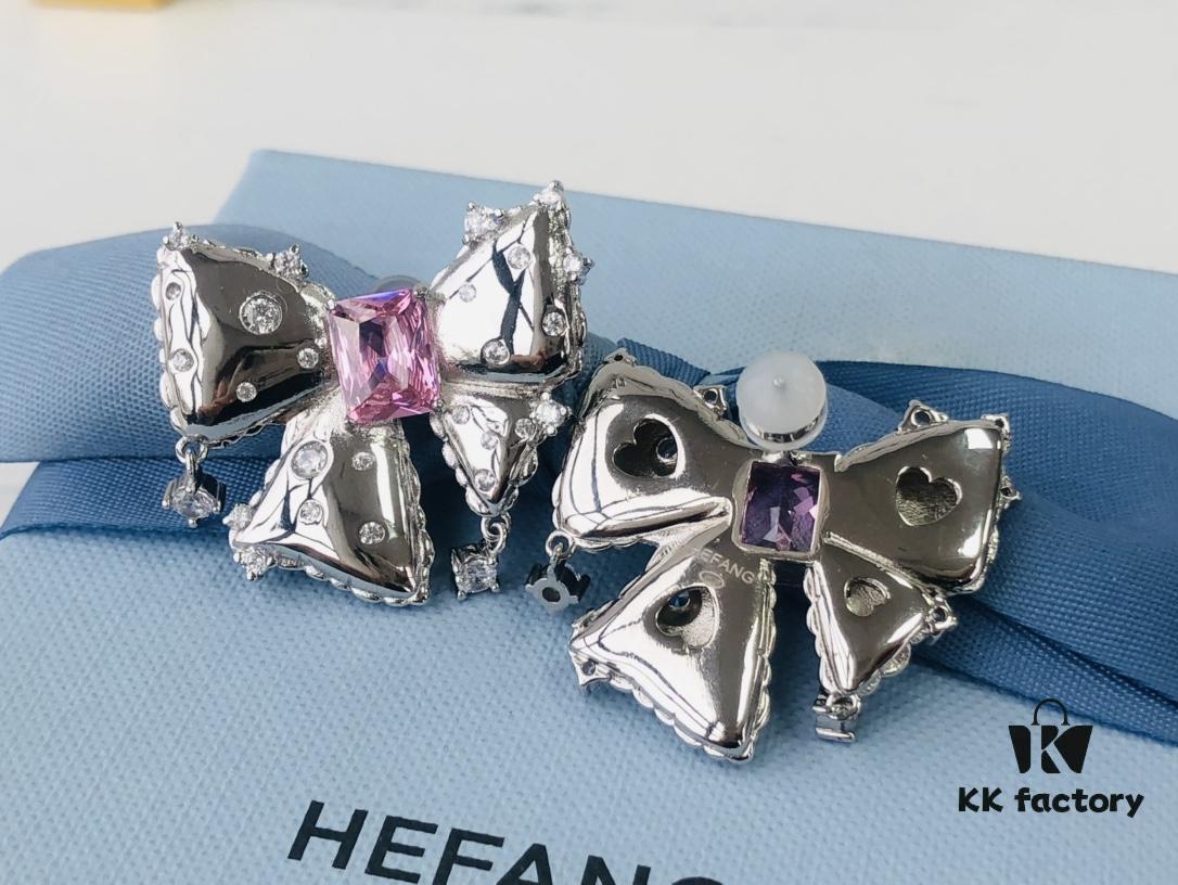 HEFANG Jewelry Bowknot Gemstone Earrings