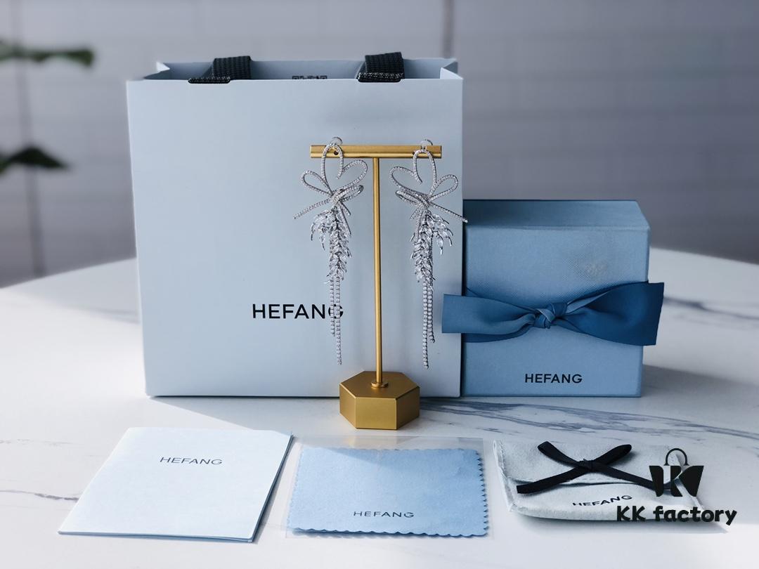 HEFANG Jewelry Love Heart Wheat Tassel Earrings