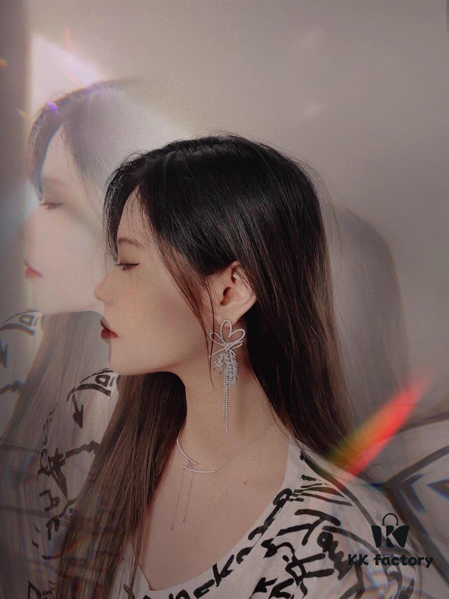 HEFANG Jewelry Love Heart Wheat Tassel Earrings