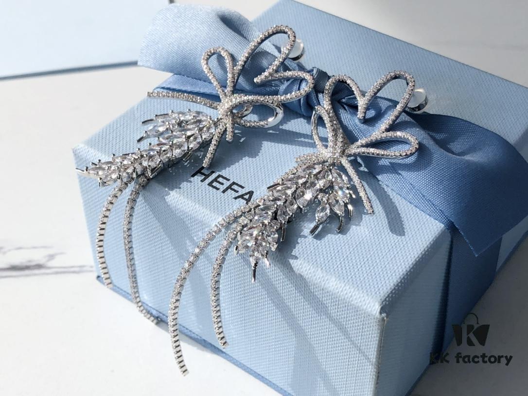 HEFANG Jewelry Love Heart Wheat Tassel Earrings