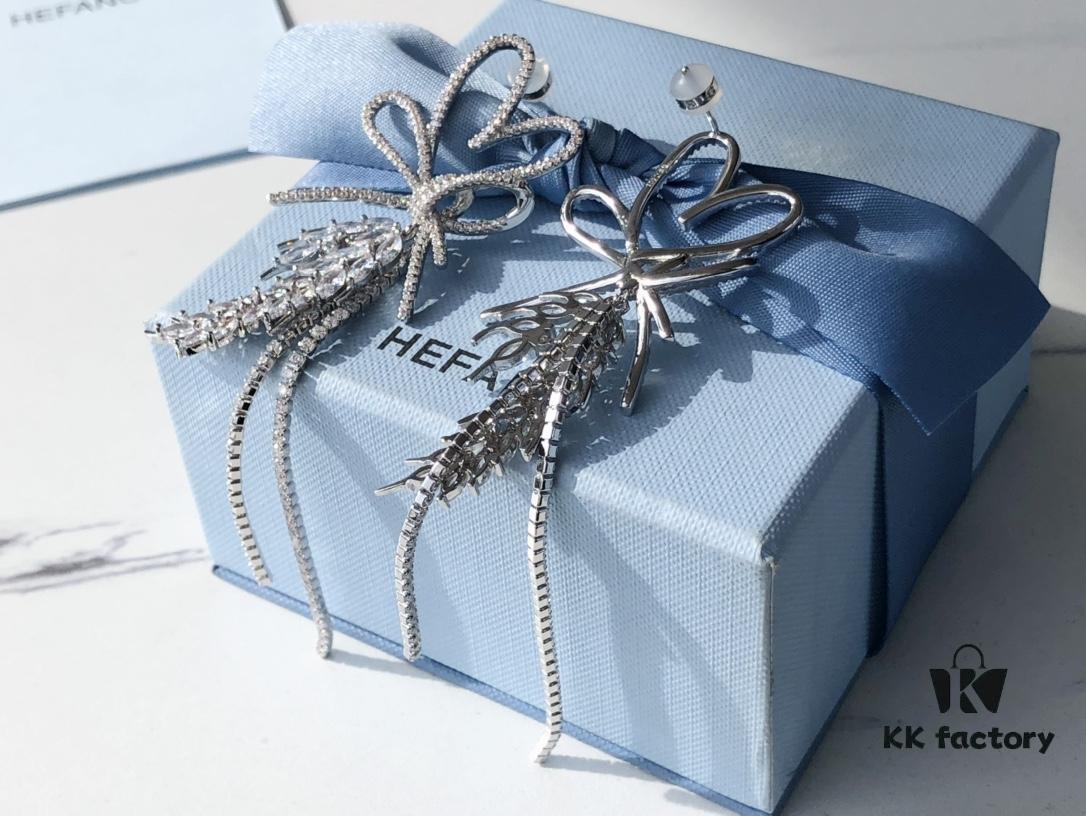 HEFANG Jewelry Love Heart Wheat Tassel Earrings