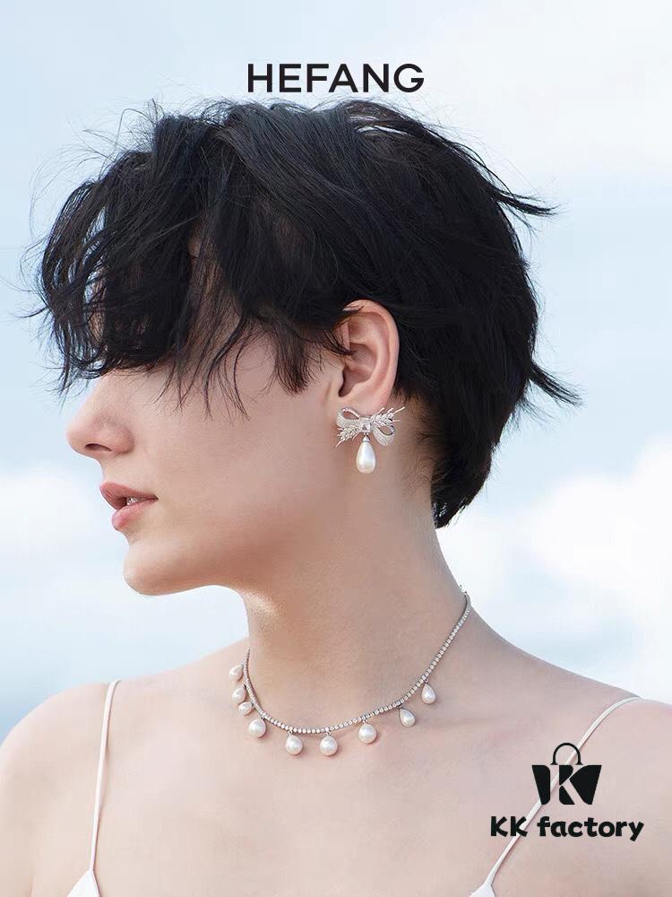 HEFANG Jewelry Bow Wheat Ear Earrings