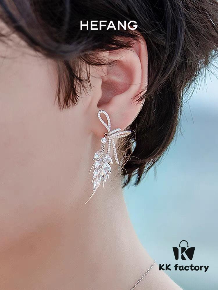 HEFANG Jewelry Ribbon Wheat Ear Earrings