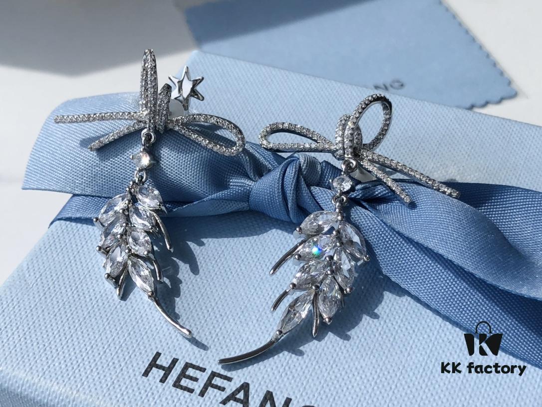 HEFANG Jewelry Ribbon Wheat Ear Earrings