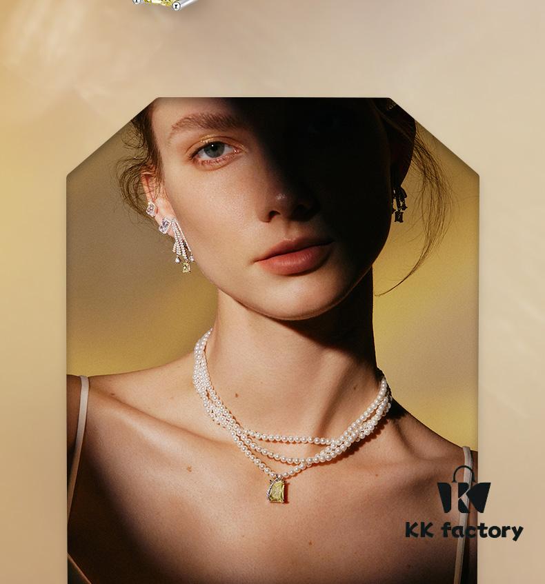 HEFANG Jewelry Gilded Sugar Triple Chain Necklace with Extension Chain