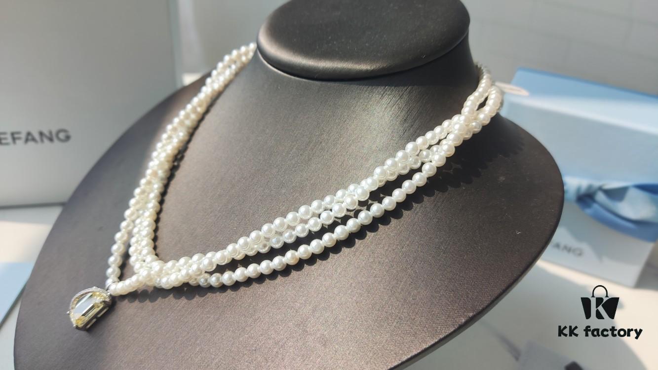 HEFANG Jewelry Liu Guang Fang Tang Three-Layer Necklace with Extension Chain