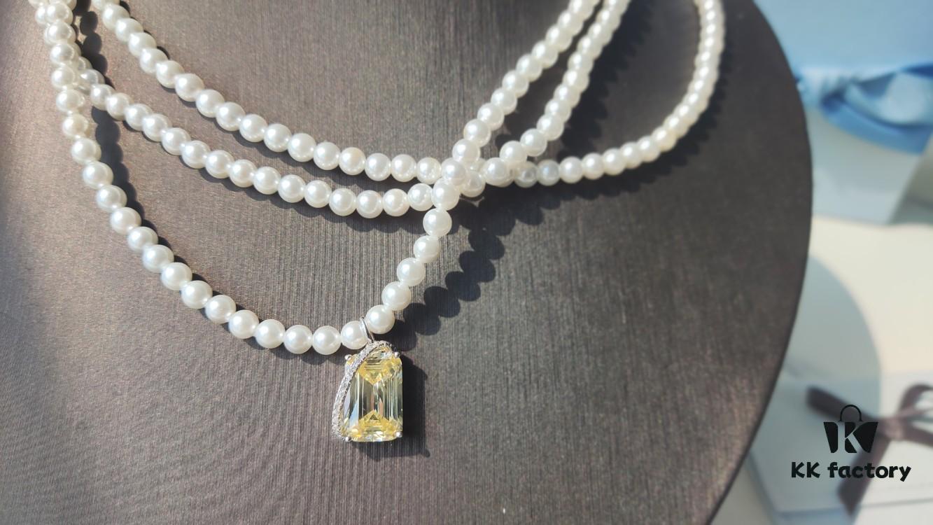 HEFANG Jewelry Liu Guang Fang Tang Three-Layer Necklace with Extension Chain