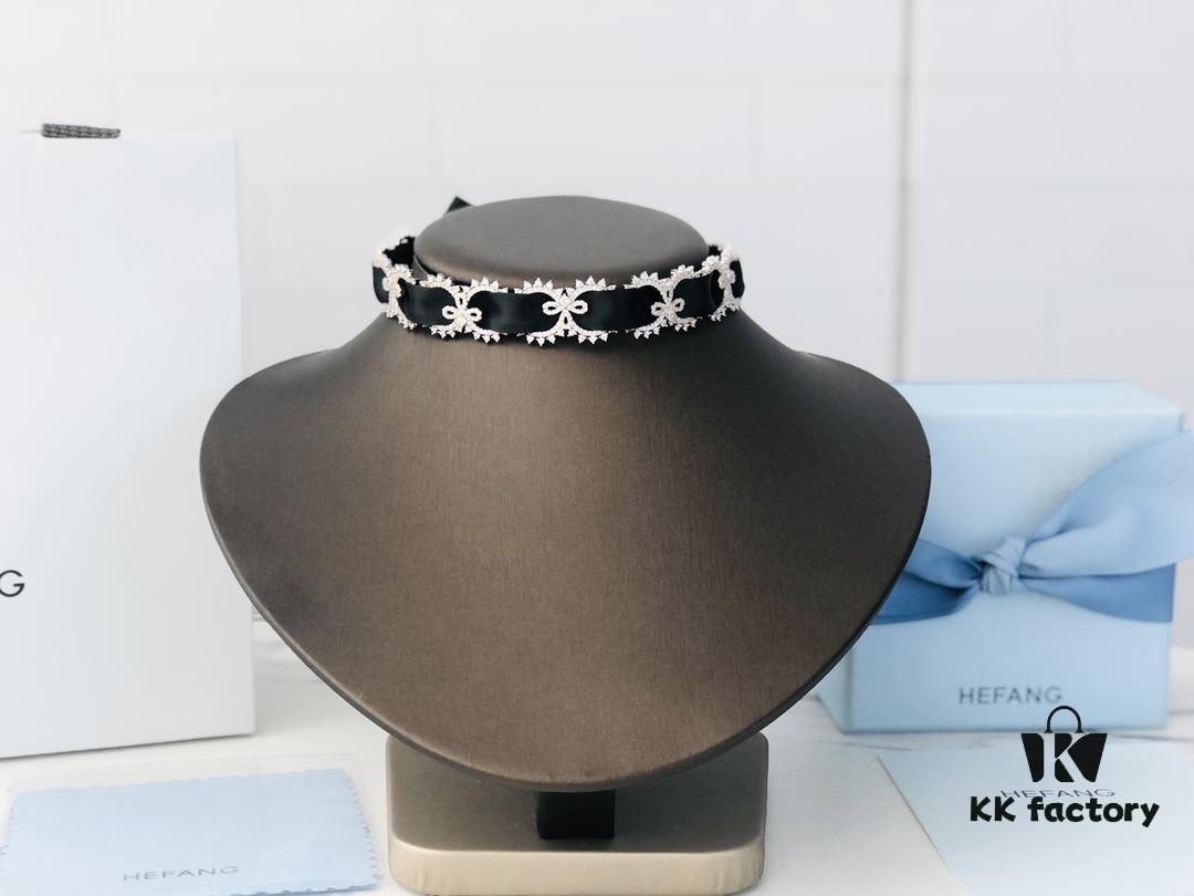 HEFANG Jewelry Wedding Collection Lace Choker Necklace in 925 Sterling Silver