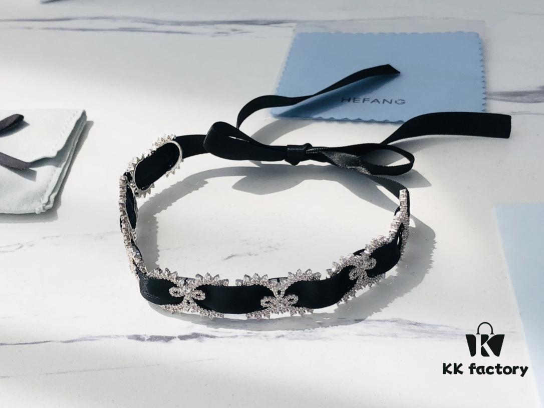 HEFANG Jewelry Wedding Collection Lace Choker Necklace in 925 Sterling Silver