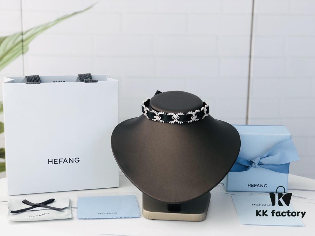 HEFANG Jewelry Wedding Collection Lace Choker Necklace in 925 Sterling Silver