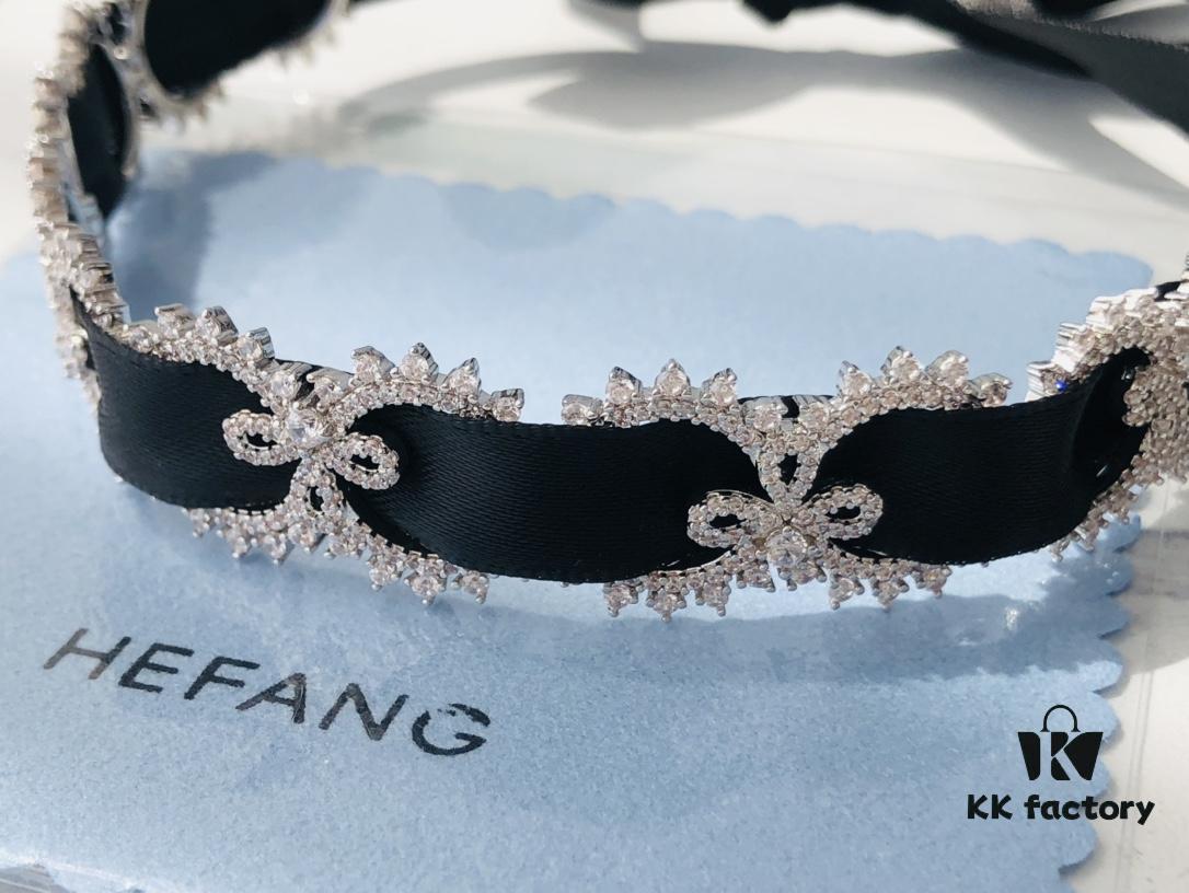 HEFANG Jewelry Wedding Collection Lace Choker Necklace in 925 Sterling Silver