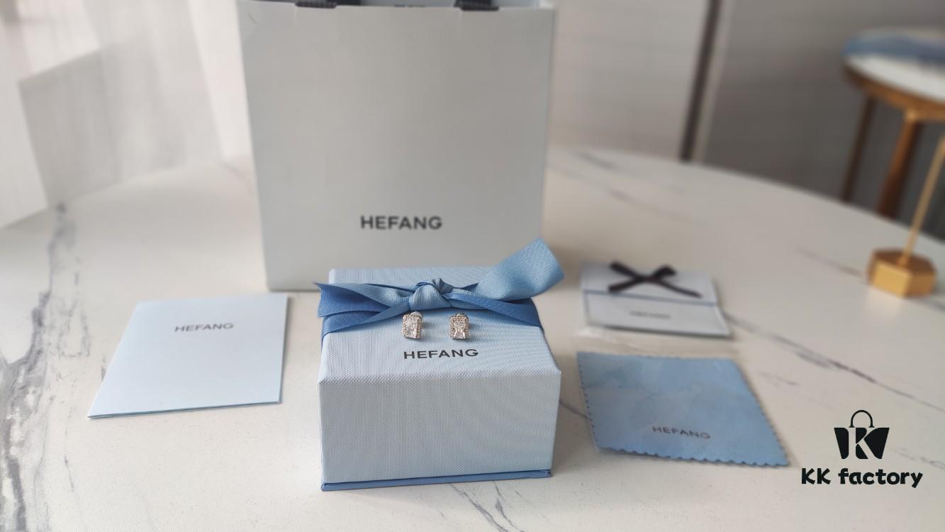 HEFANG Jewelry Shiny Cube Stud Earrings
