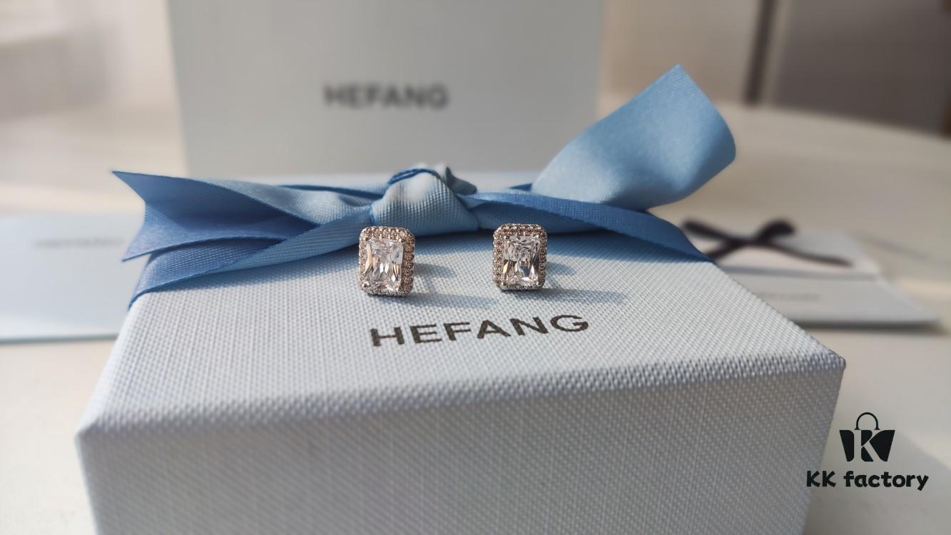 HEFANG Jewelry Shiny Cube Stud Earrings