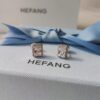 HEFANG Jewelry Shiny Cube Stud Earrings