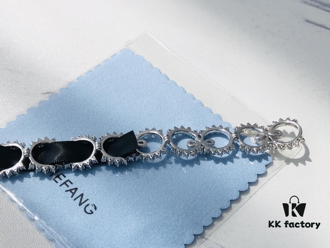 HEFANG Jewelry Wedding Collection Lace Choker Necklace in 925 Sterling Silver