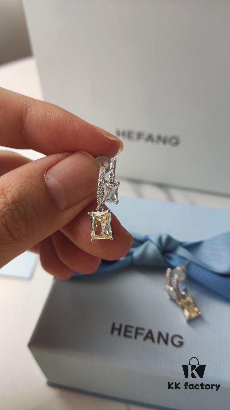 HEFANG Jewelry Gilded Sugar Cube Earrings