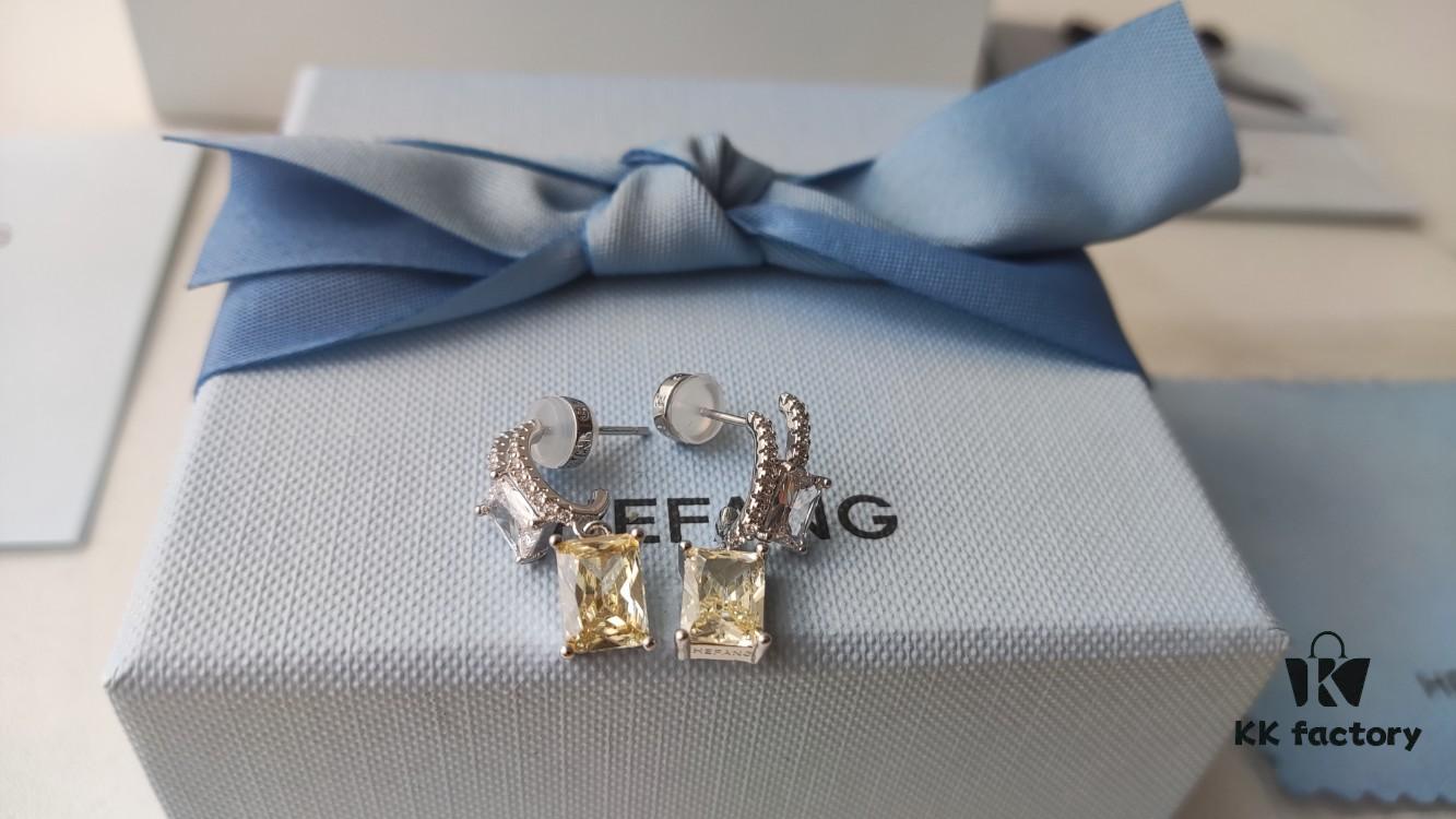 HEFANG Jewelry Gilded Sugar Cube Earrings