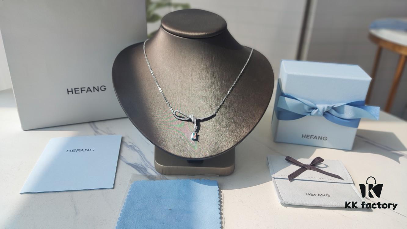 HEFANG Aurora Ribbon Knot Pendant Necklace