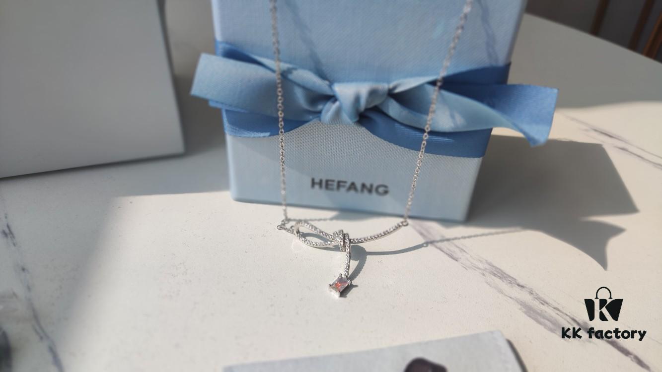 HEFANG Aurora Ribbon Knot Pendant Necklace