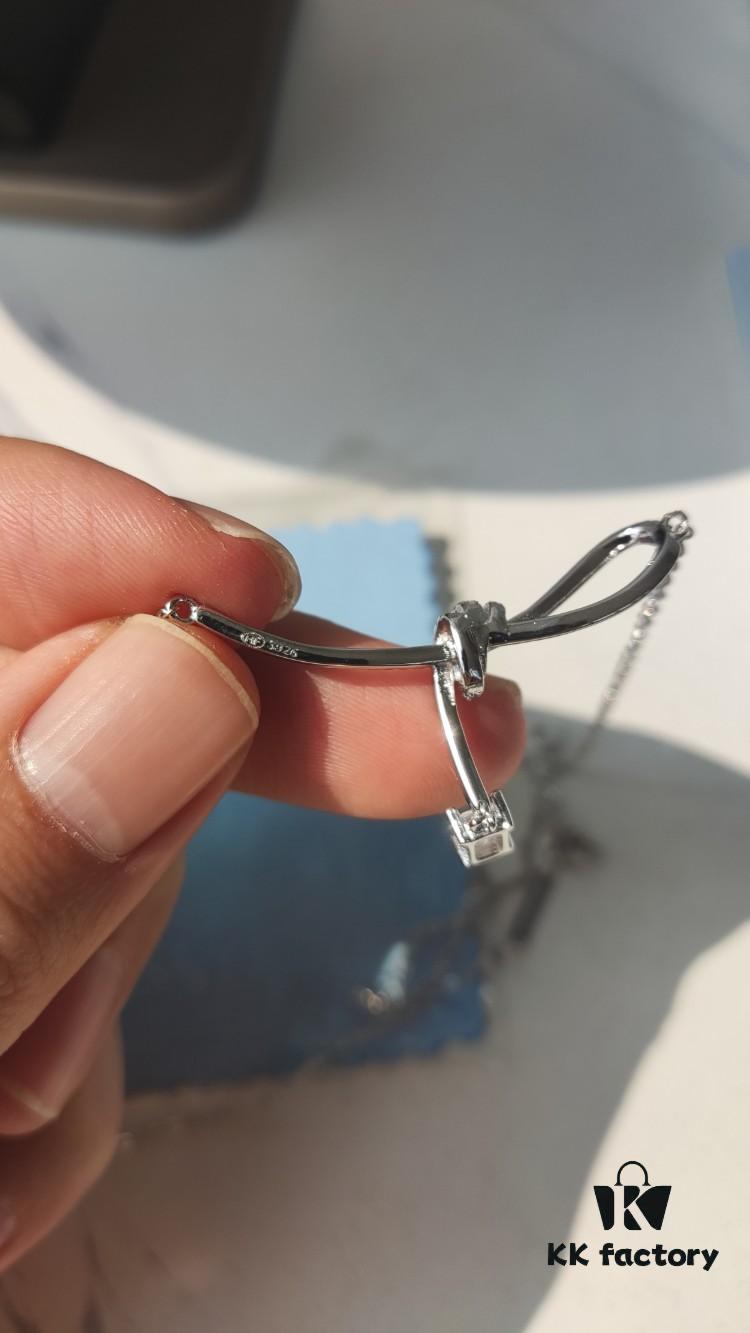 HEFANG Aurora Ribbon Knot Pendant Necklace