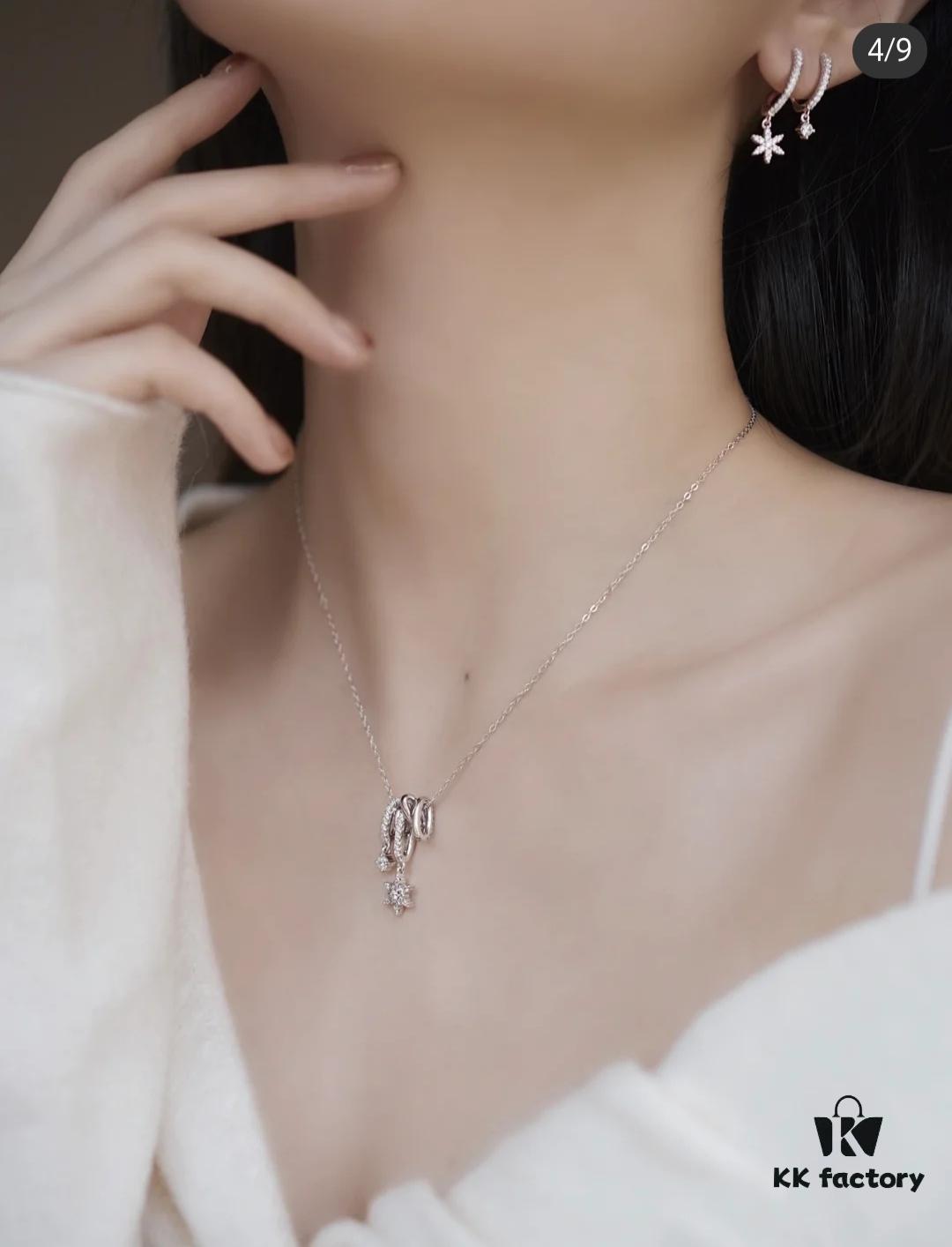 New Arrival He Fang Snowflake Crystal Necklace / Earrings | Pure Silver High-End Original Quality