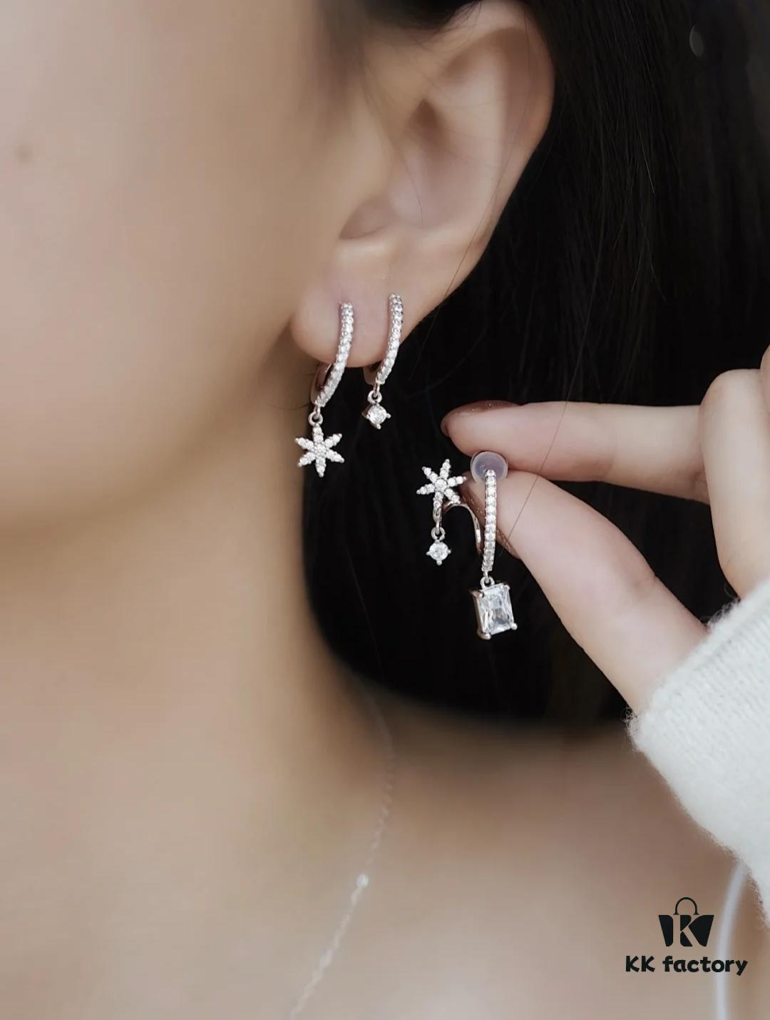 New Arrival He Fang Snowflake Crystal Necklace / Earrings | Pure Silver High-End Original Quality