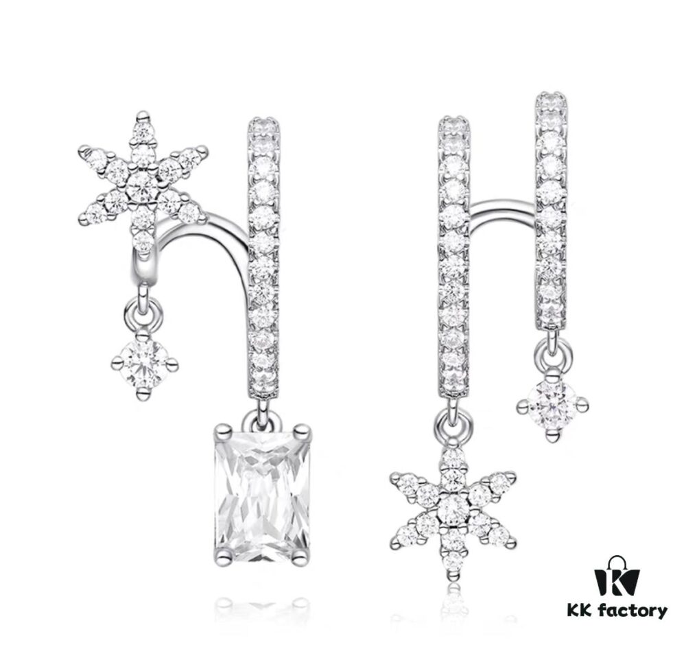He Fang Xue Huan Ice Crystal Earrings for Women, Niche Design Fashion Drop Earrings, Ear Jewelry