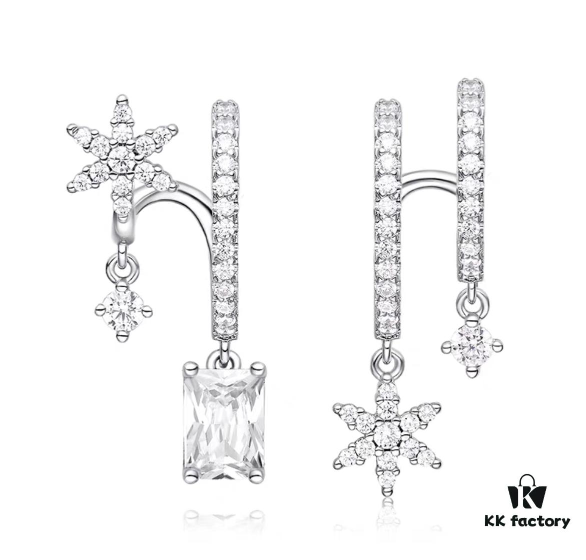 He Fang Xue Huan Ice Crystal Earrings for Women, Niche Design Fashion Drop Earrings, Ear Jewelry