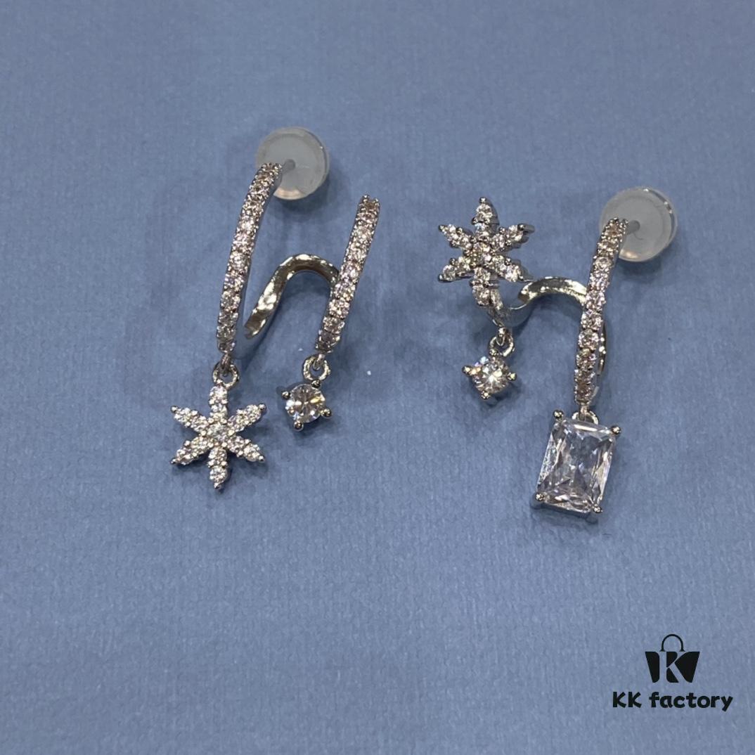 He Fang Xue Huan Ice Crystal Earrings for Women, Niche Design Fashion Drop Earrings, Ear Jewelry