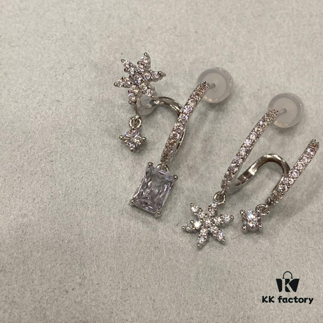 He Fang Xue Huan Ice Crystal Earrings for Women, Niche Design Fashion Drop Earrings, Ear Jewelry