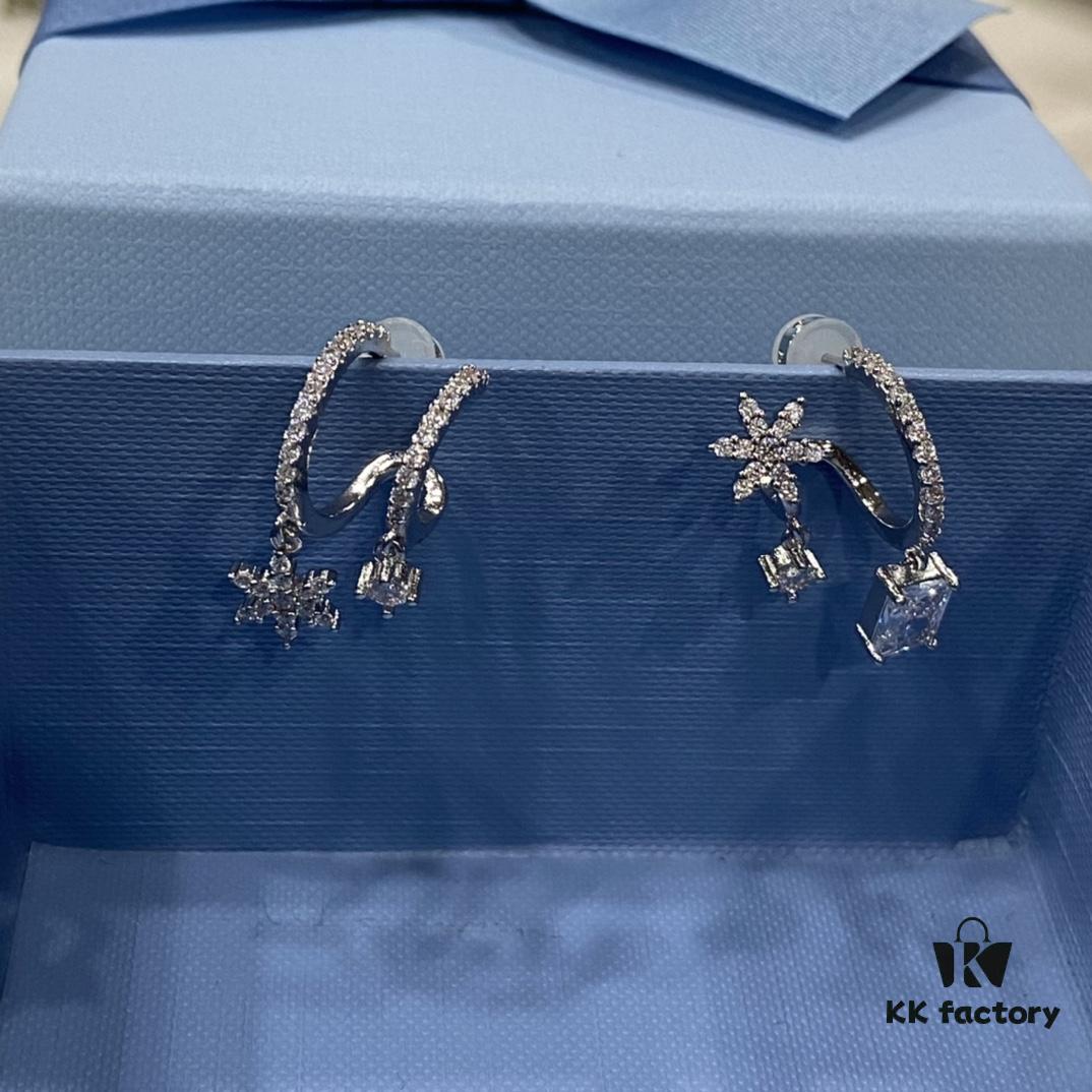 He Fang Xue Huan Ice Crystal Earrings for Women, Niche Design Fashion Drop Earrings, Ear Jewelry