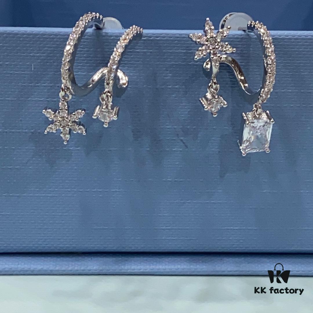 He Fang Xue Huan Ice Crystal Earrings for Women, Niche Design Fashion Drop Earrings, Ear Jewelry