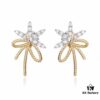 Floating Silk Ribbon Snowflake Stud Earrings for Women