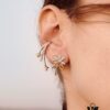Floating Silk Ribbon Snowflake Stud Earrings for Women