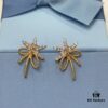 Floating Silk Ribbon Snowflake Stud Earrings for Women