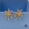 Floating Silk Ribbon Snowflake Stud Earrings for Women