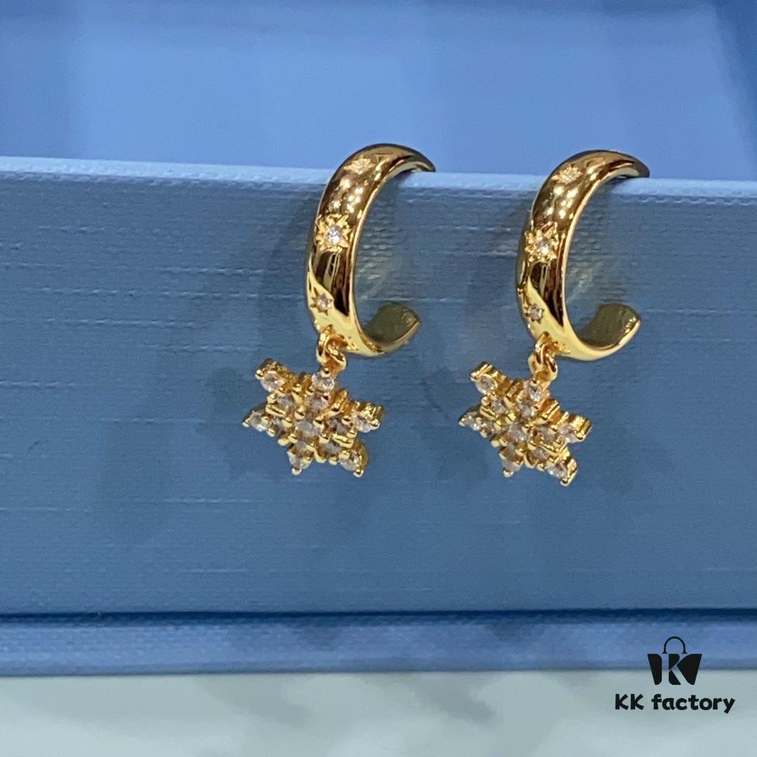 Starry Light Snowflake Earrings, Brilliant and Elegant Jewelry